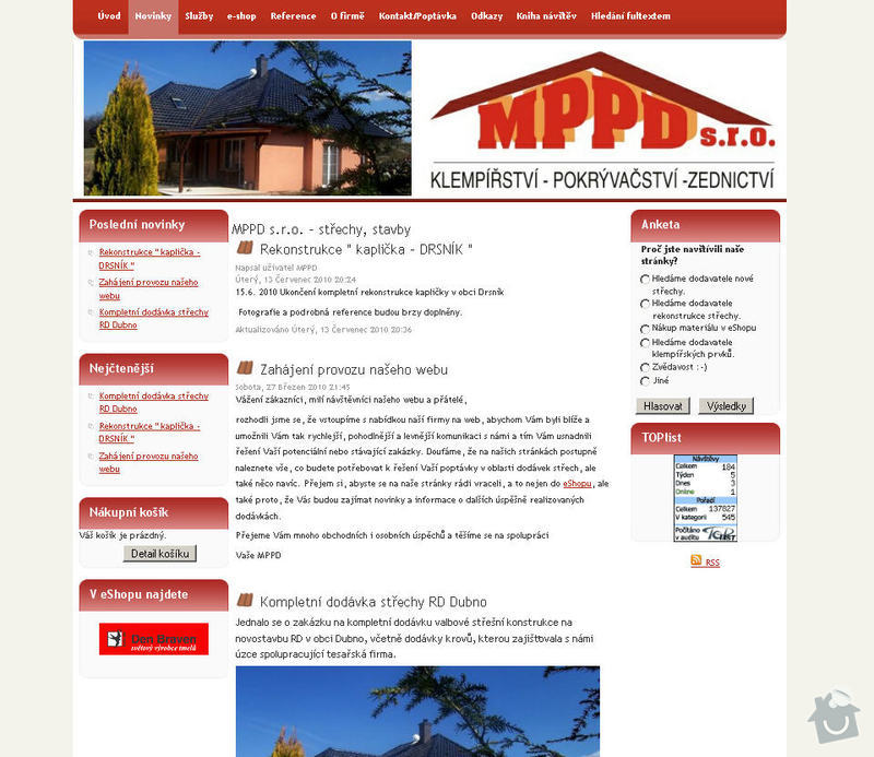 Vytvoření internetových stránek pro firmu MPPD s.r.o.: 2
