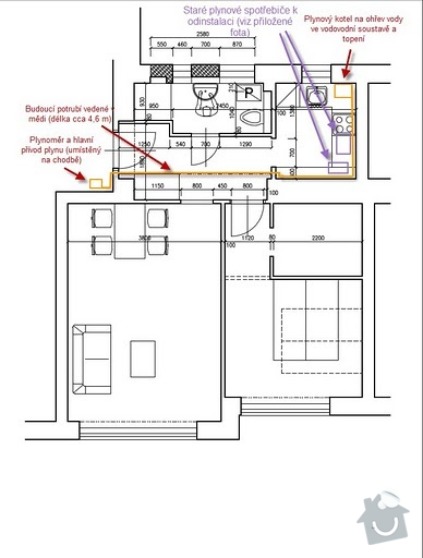 Plyn a topení - rozvod plynového potrubí, zapojení a instalace kotle + rozvod topenářského potrubí a instalace radiátorů: plny_rozvod