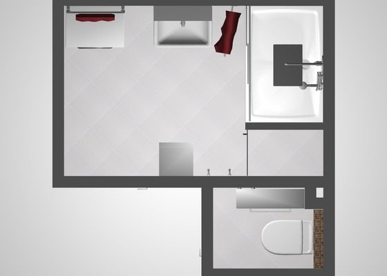 Kompletní rekonstrukce koupelny a WC v cihlovém domě v 6.NP 