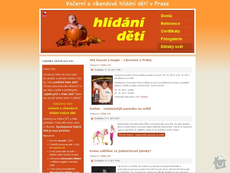 Vytvoření webových stránek pro službu Hlídání dětí: hlidani_deti_105