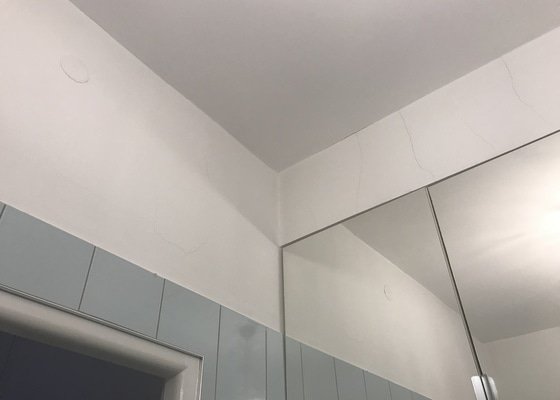 Svisle i příčné praskliny na stěnách koupelny, rekonstruované před 8 lety, dle konzultaci s jinými řemeslníky z důvodu pravděpodobně chybějící perlinky..byt v cihlovem domě na Vinohradech