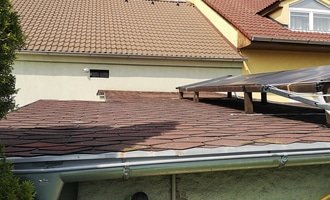 Střecha dílna +garáž sklon pouze 5° - stav před realizací