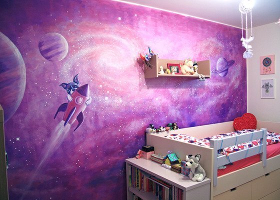 Galaxie - malba na stěnu v dětském pokoji