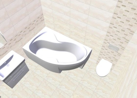 Obklady do 2 malých koupelen, dlažba velkoformátová ca 40m2 - stav před realizací