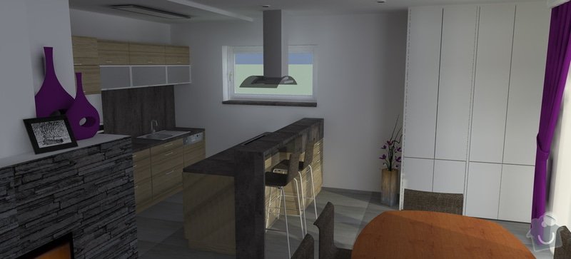 Návrh interiéru obývacího pokoje s kuchyní: 8