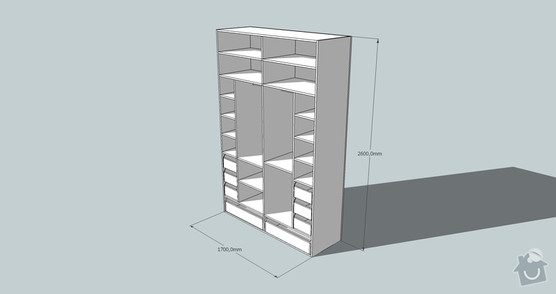 Výroba a montáž skříně a předsíňové stěny se šatní skříní na míru: skrin2