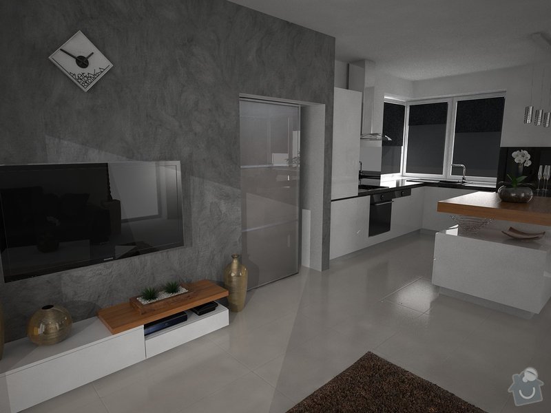 Vizualizace kuchyně s obývacím pokojem: zamecnikova1