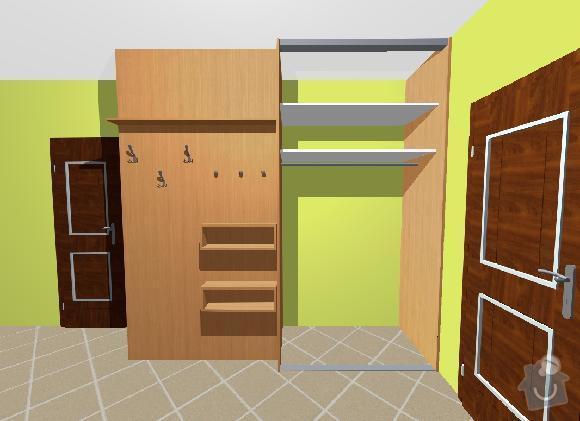 Vestavné skříně, sádrokartonové zdi a kuchyň: skrin_kabaty_a_stena_2