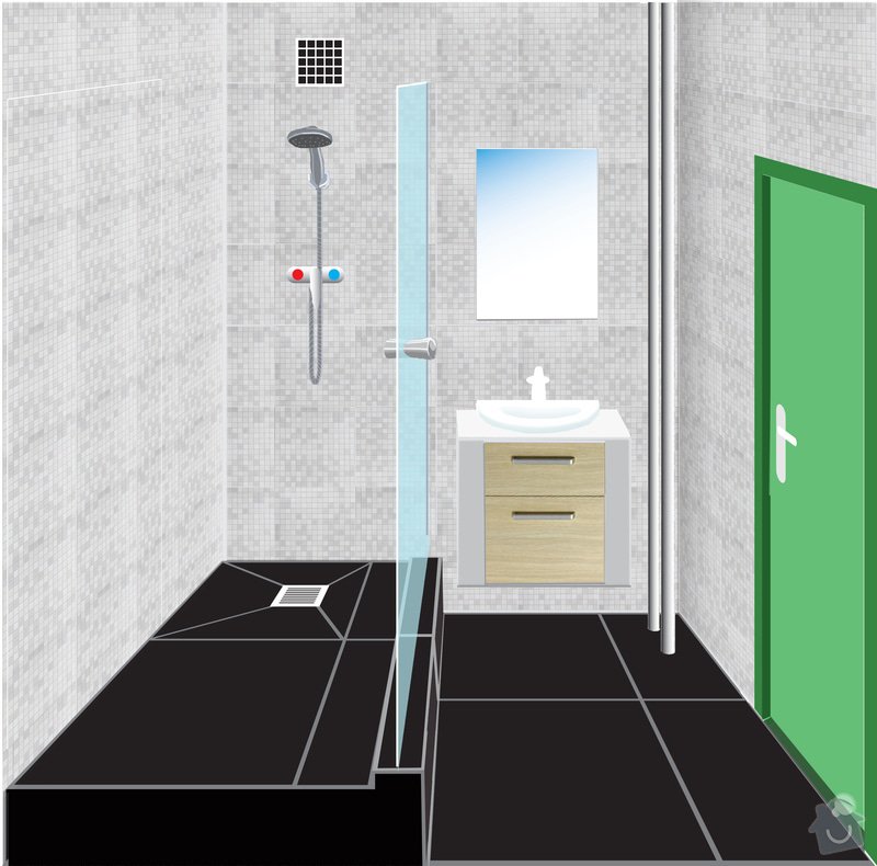 Instalatérská práce (výměna vodovodů +odpad v panelovém jádře): koupelna_vizualizace_po_rekonstrukci