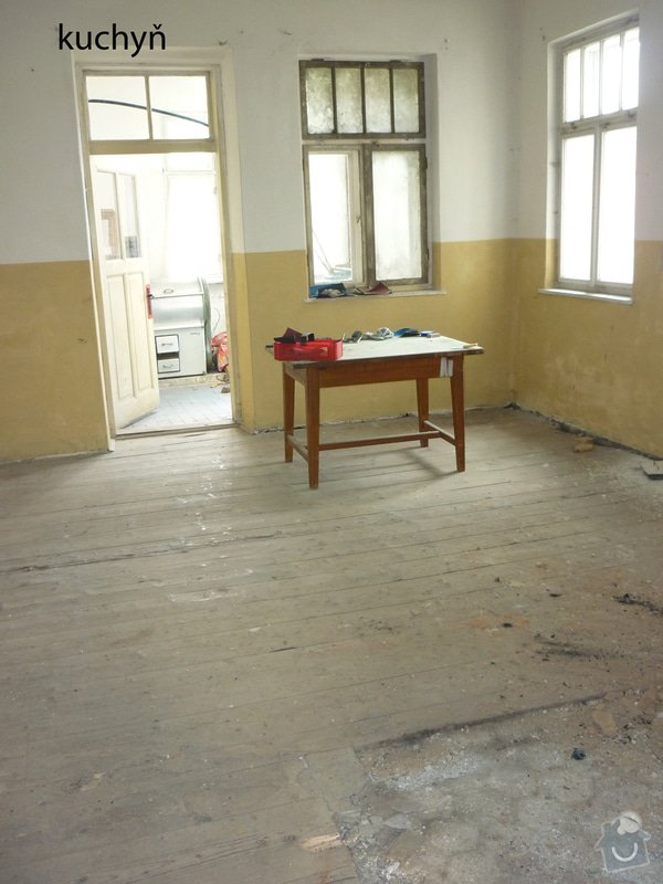 Renovace staré prkenné podlahy (cca 80 let staré): kuchyn