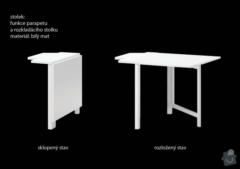 Truhlářské práce (sklápěcí stolek + jednoduchá lavice): stolek_3D