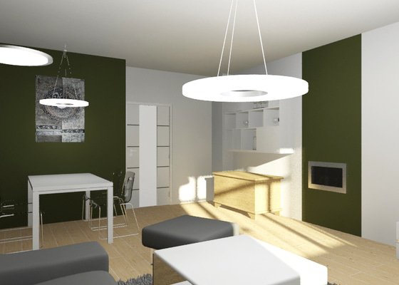 Modernizace obývacího pokoje v barvě khaki
