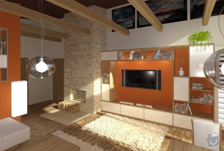 Návrh kuchyně, obývacího pokoje a koupelny: RD_Dub_nad_Moravou_kuchyn_obyvak_66