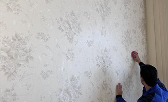 Vytapetováni dvou stěn a renovace stropu