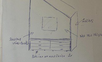Vestavná skříň se sklopnými dveřmi pro výklopné modelové kolejiště - stav před realizací