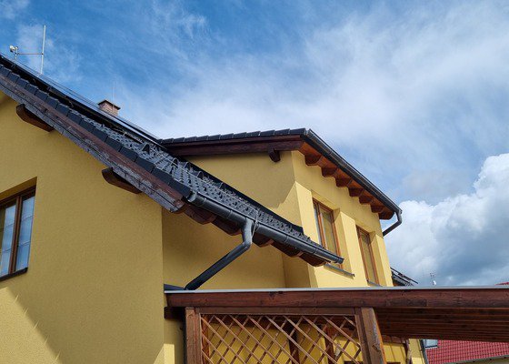 Nátěr podbití střechy, opatření proti ptactvu.