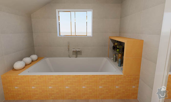 Dvě moderní koupelny v novostavbě RD - návrh: 02_moderni_zluta_koupelna_2