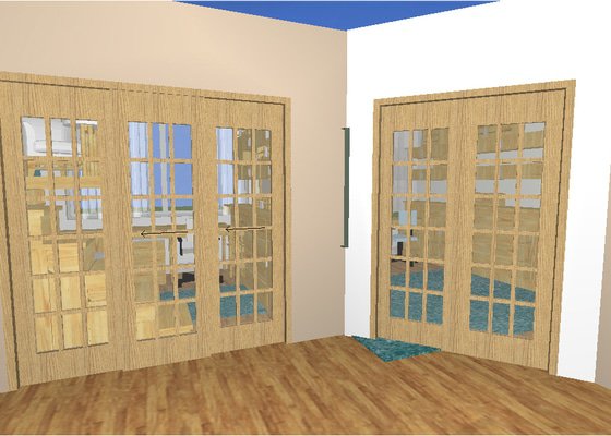 2x velké interiérové masivní dveře - dub - stav před realizací